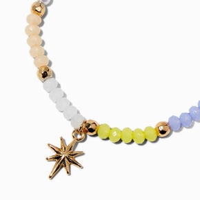 Gold-tone Star Charm Beaded Stretch Bracelet,