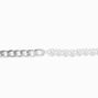 Silver Curb Chain &amp; Pearl Chain Bracelet,