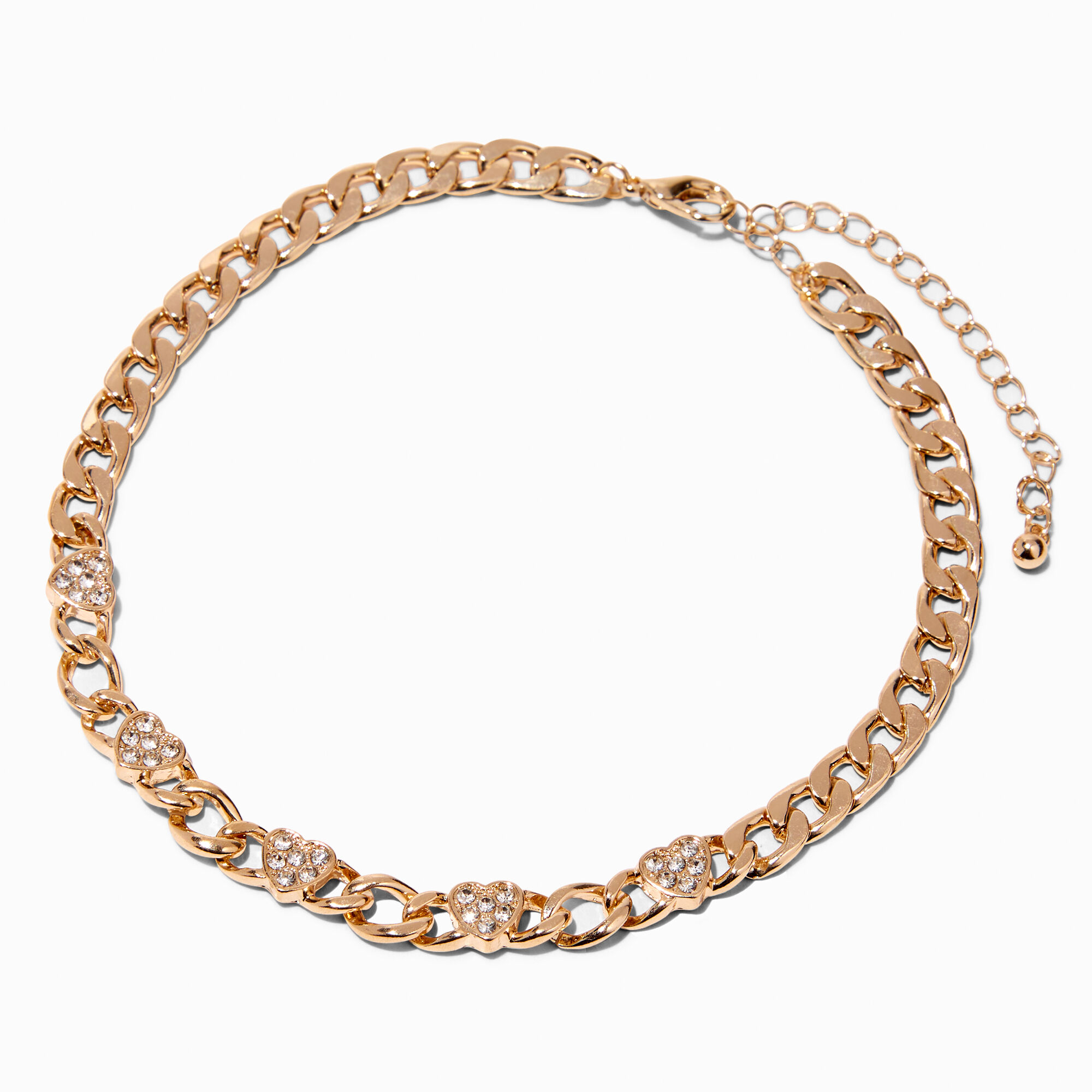 View Claires Club Heart Chainlink Necklace Bracelet Gold information