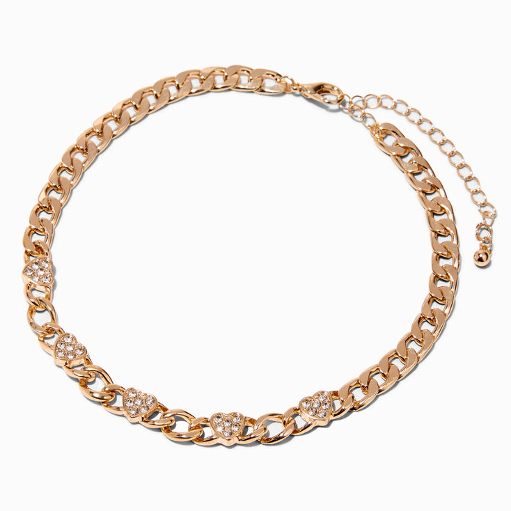 Claire's Club Gold Heart Chainlink Necklace | Claire's