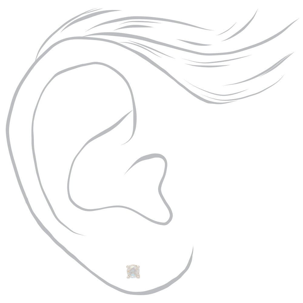 Sterling Silver Cubic Zirconia 3mm Round Basket Stud Earrings,