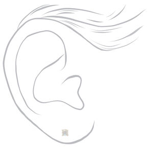 Sterling Silver 3MM Cubic Zirconia Stud Earrings,