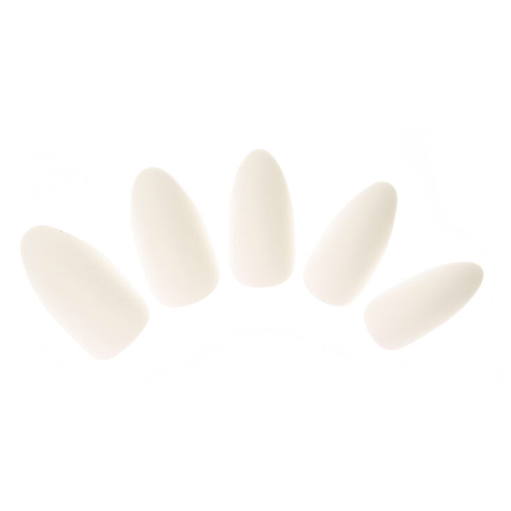 White Matte Stiletto False Nails,