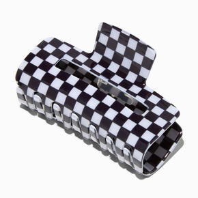 Black Checkered Medium Hair Claw,