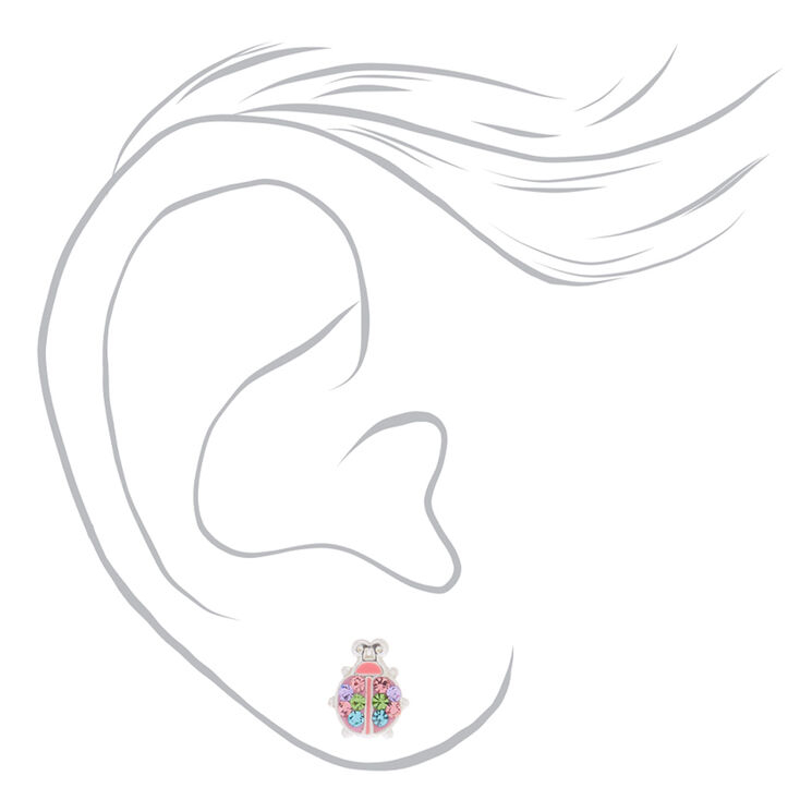 Sterling Silver Ladybird Stud Earrings,