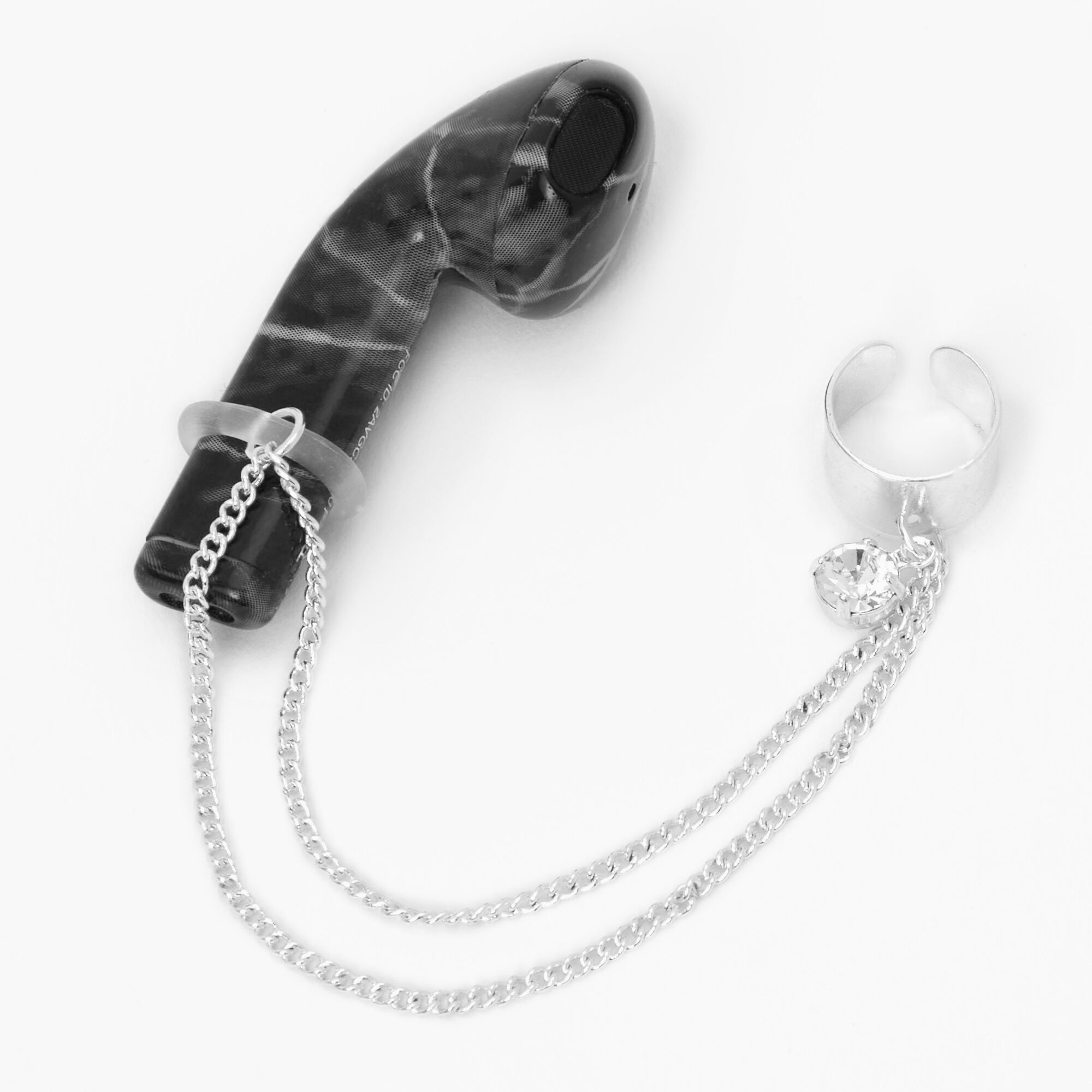 Manchettes d’oreilles breloque strass couleur argentée - Compatible avec les AirPods® de Apple,