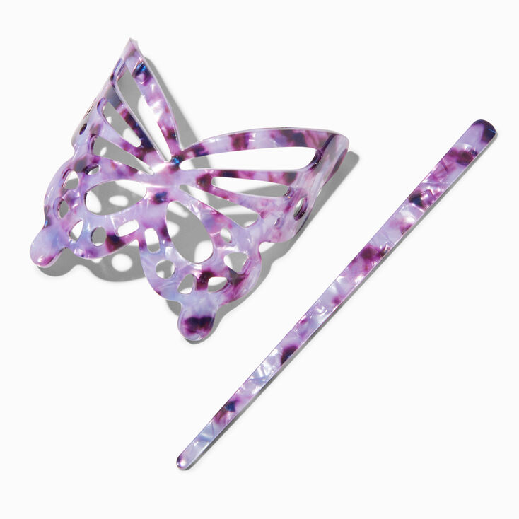 Purple Tortoiseshell Butterfly Acrylic Hair Pin,