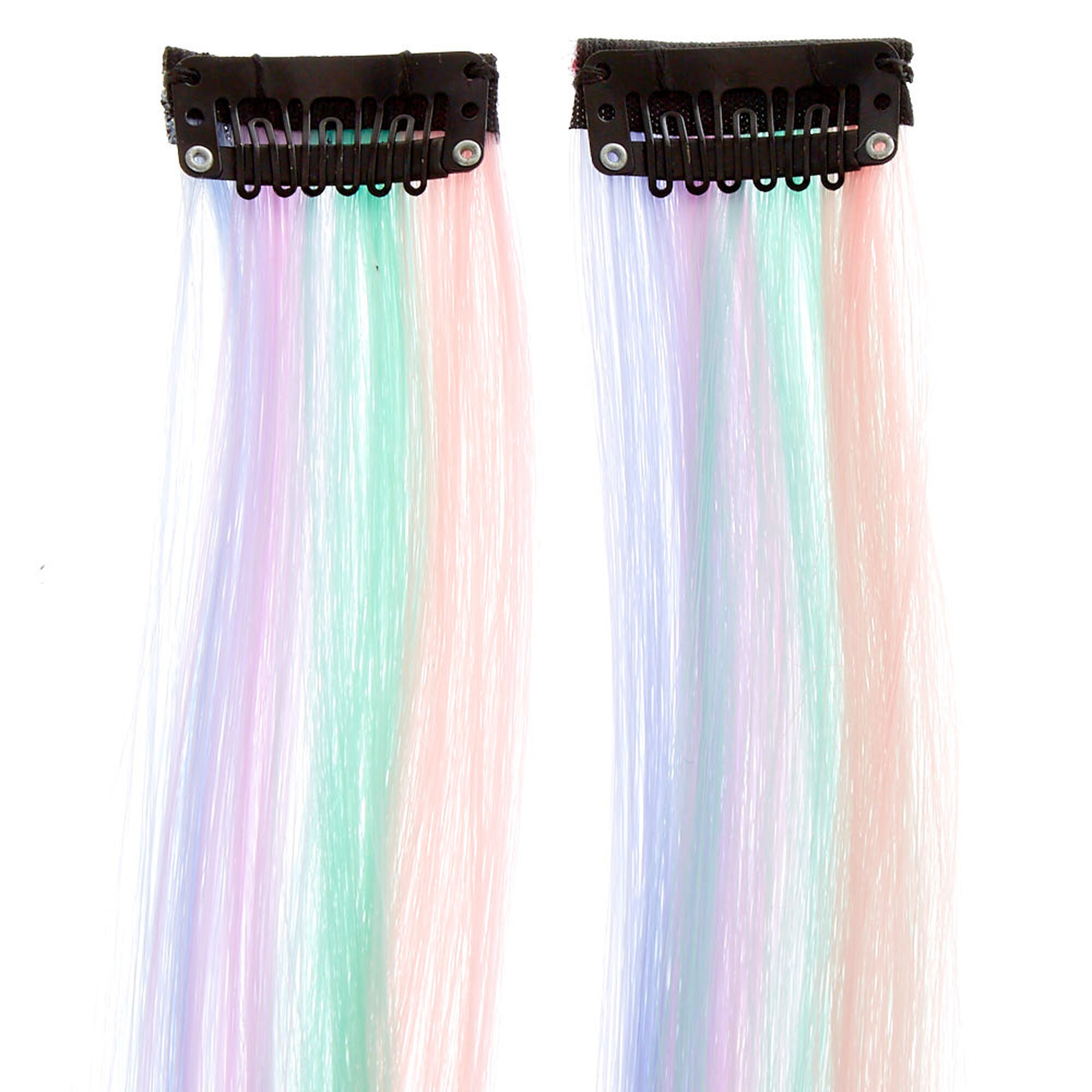 Unicorn Rainbow Faux Hair Clip In Extensions 2 Pack Claire S