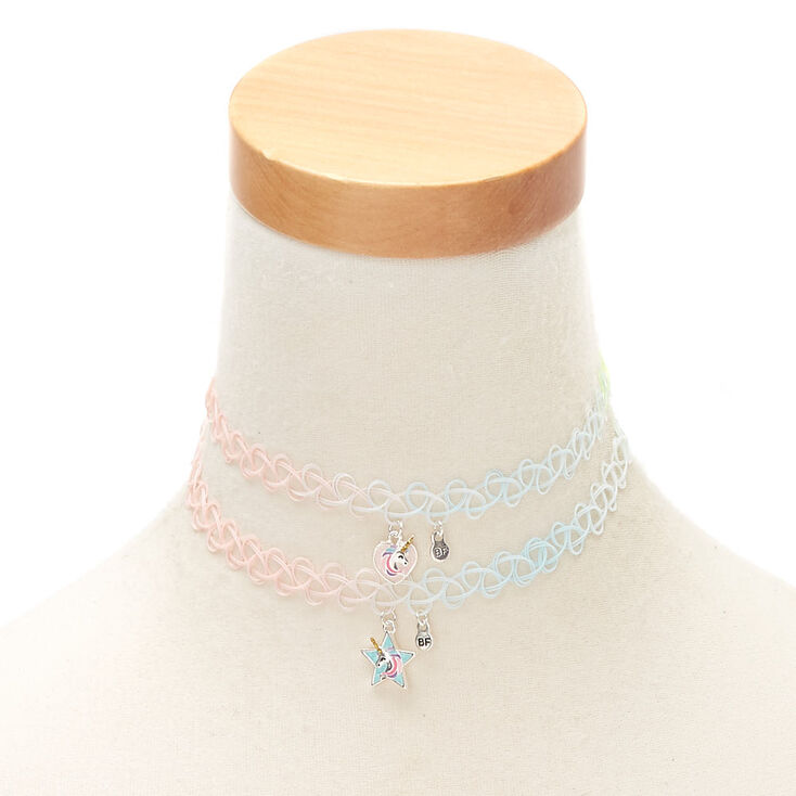 Best Friends Pastel Unicorn Tattoo Choker Necklaces 2 Pack
