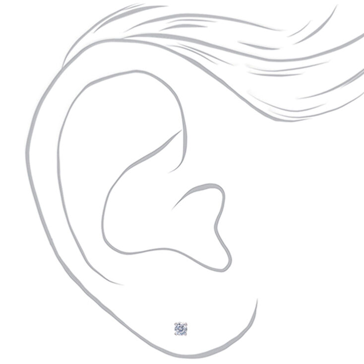 C LUXE by Claire&#39;s Sterling Silver Cubic Zirconia 3mm Round Stud Earrings,