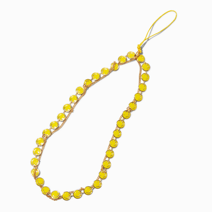 Enamel Happy Face Chain Phone Wrist Strap,