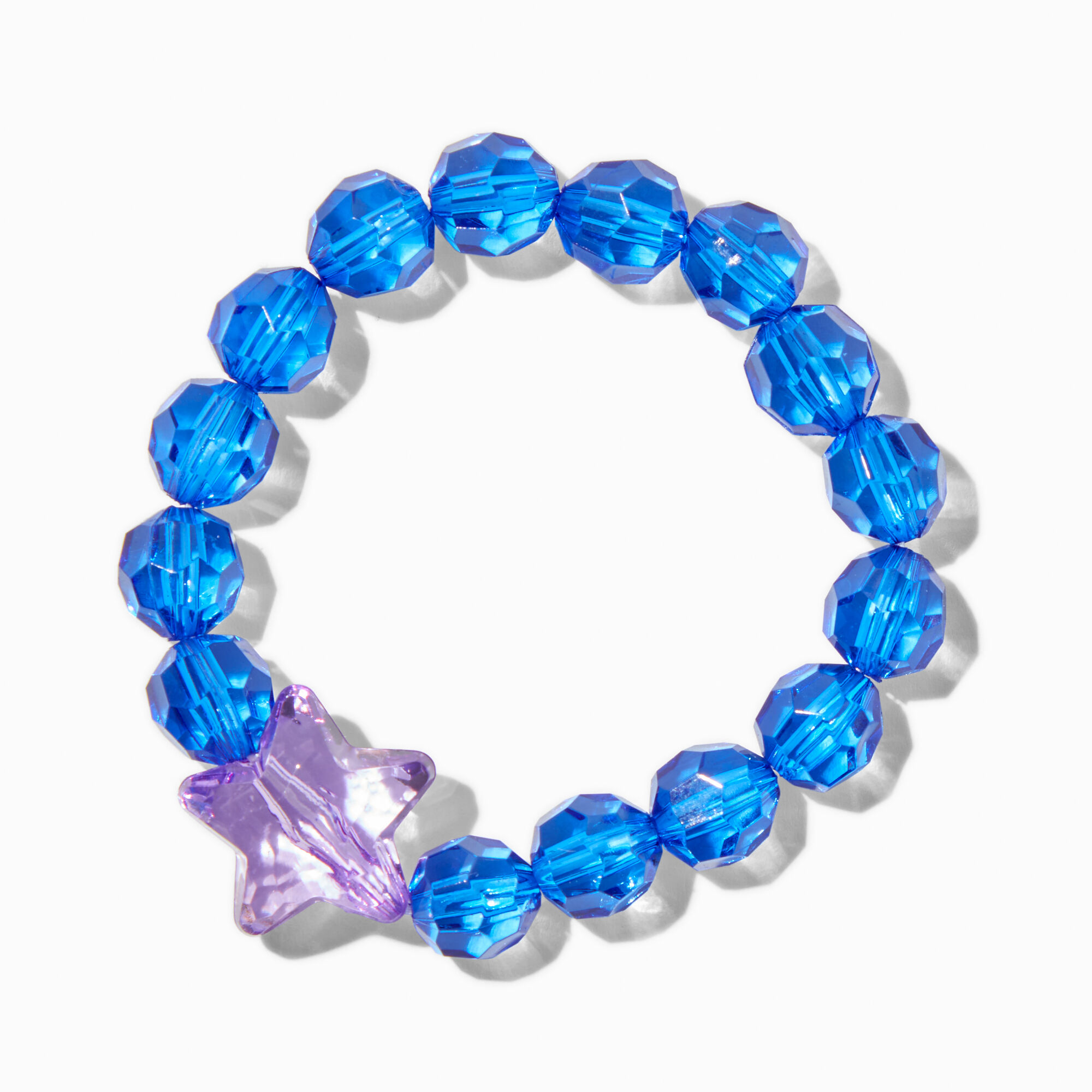 Claire s Club Purple Star Blue Beaded Stretch Bracelet Claire s US
