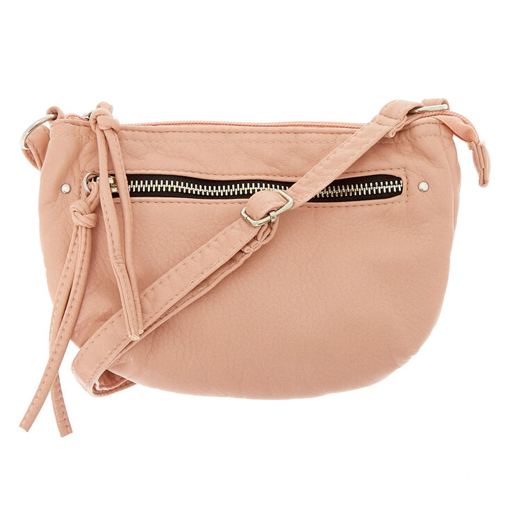 Faux Leather Satchel Crossbody Bag Blush Pink