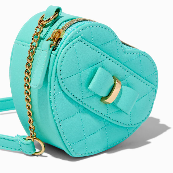 Teal Heart &amp; Bow Crossbody Bag,