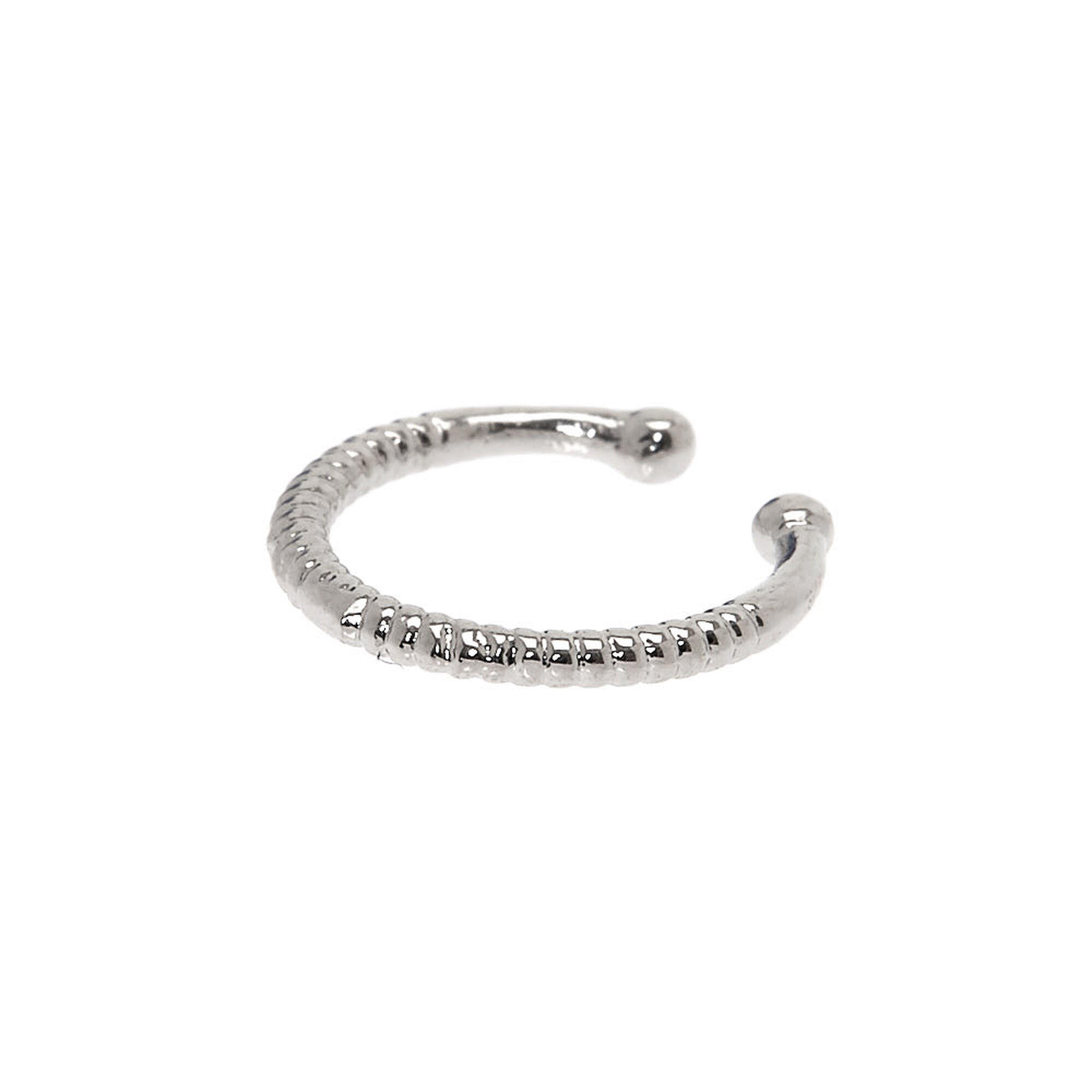 View Claires Tone Spring Faux Hoop Nose Ring Silver information