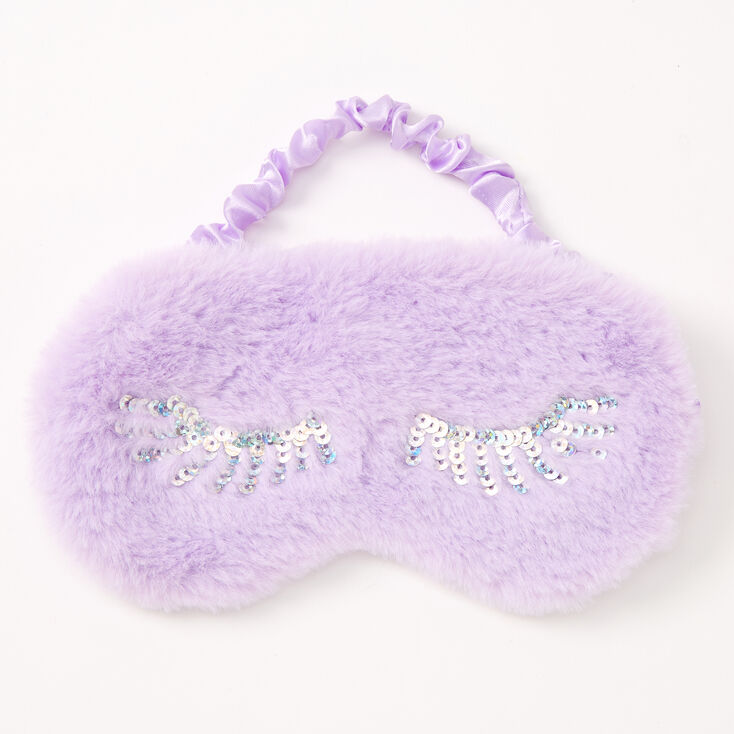 Plush Sequin Eyelash Sleeping Mask - Lilac,