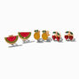 Crystal Fruit Clip-On Earrings  - 3 Pack ,
