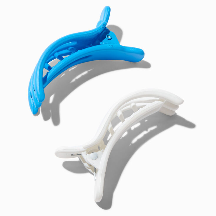 Blue &amp; White Mini Yoga Hair Claws - 2 Pack,