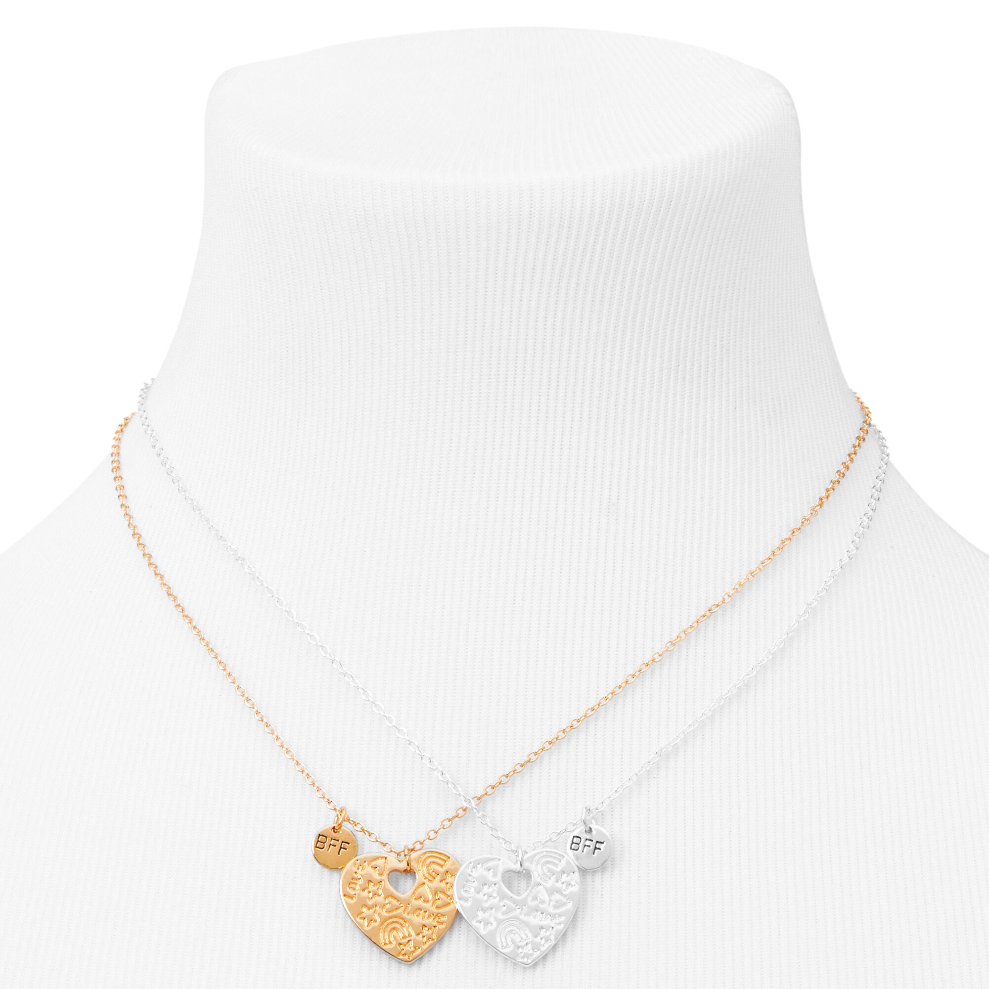 Best Friends Mixed Metals 16'' Graffiti Heart Pendant Necklaces - 2 Pack,