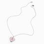 Pink Embellished Initial Glitter Heart Locket Necklace - R,