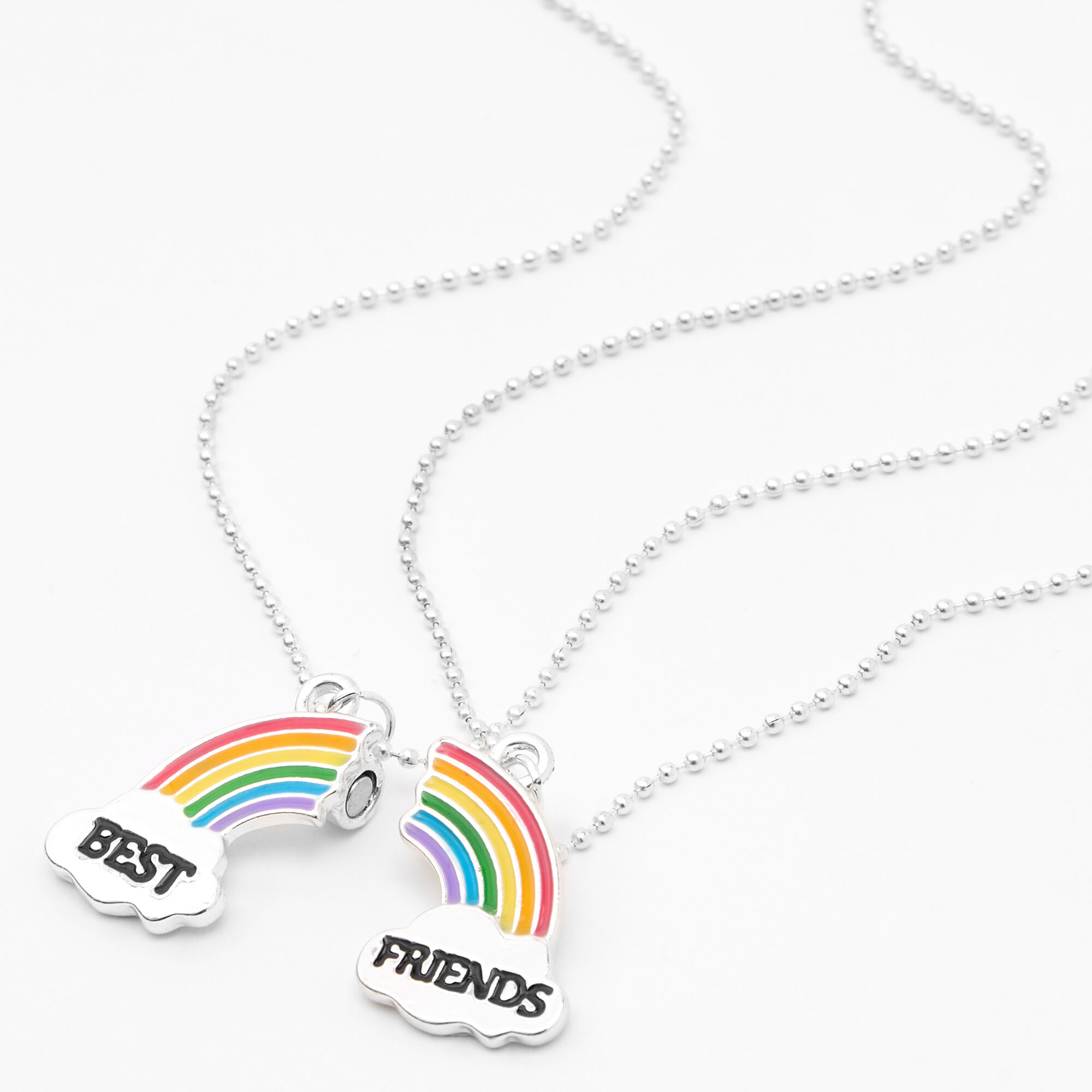 View Claires Best Friends Broken Rainbow Pendant Necklaces 2 Pack Silver information