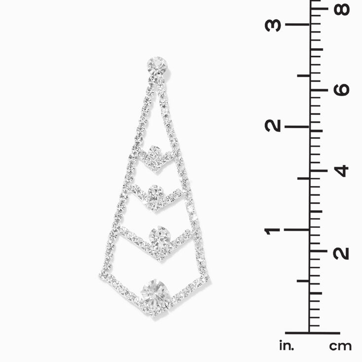 Silver Pyramid Chandelier Drop Earrings,