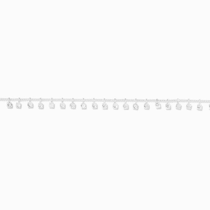 Silver Cubic Zirconia Stud Charm Crystal Choker Necklace,