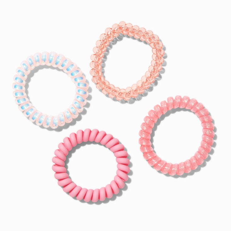 Coral Spiral Hair Ties - 4 Pack,