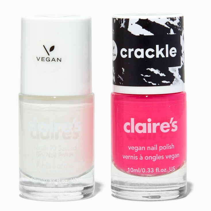 Pink &amp; White Crackle Vegan Nail Polish Set - 2 Pack,