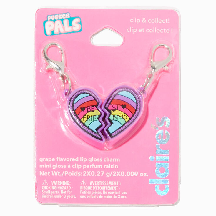 Pucker Pals Best Friends Split Heart Lip Gloss Charm - 2 Pack,