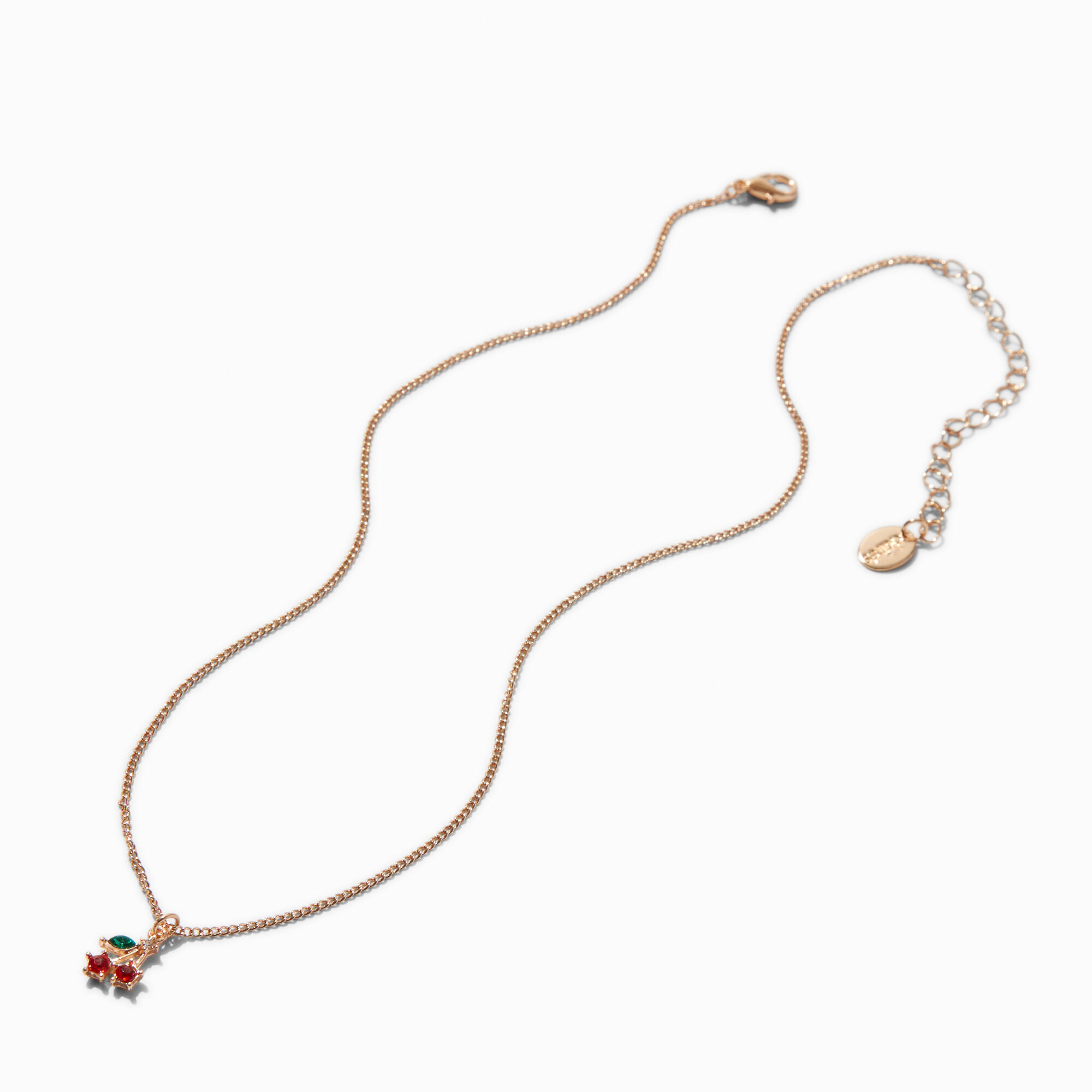 Gold-tone Crystal Dainty Cherry Pendant Necklace,