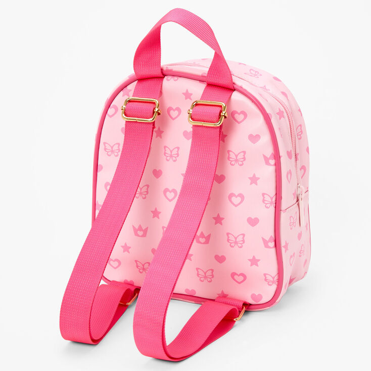 Claire&#39;s Club Pink Status Icons Mini Backpack,