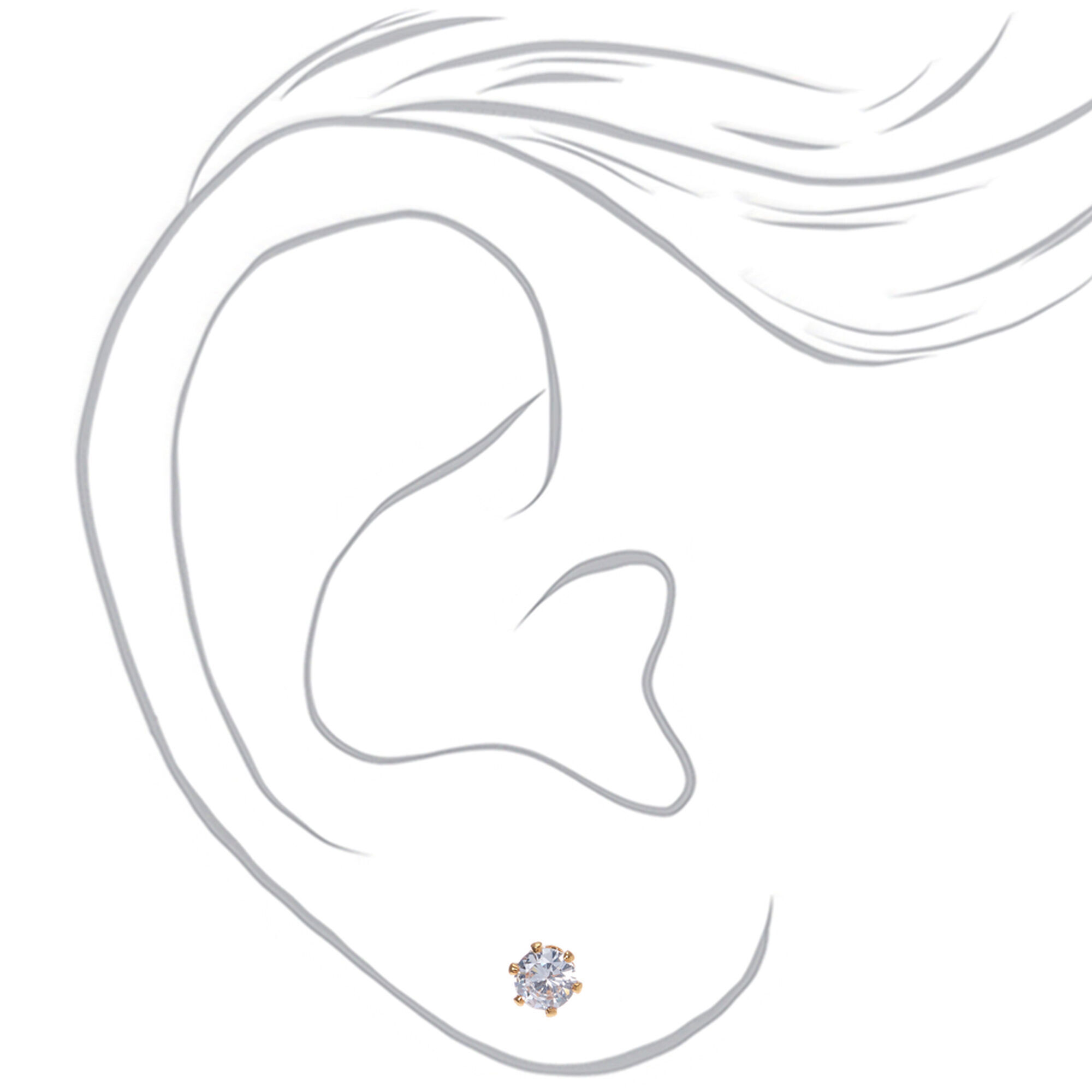 C LUXE by Claire's 18kt Gold Plated Cubic Zirconia 4mm Round Stud Earrings,