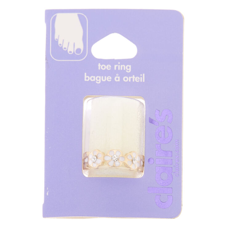 Bague d&rsquo;orteil couleur dor&eacute; avec marguerites blanches,