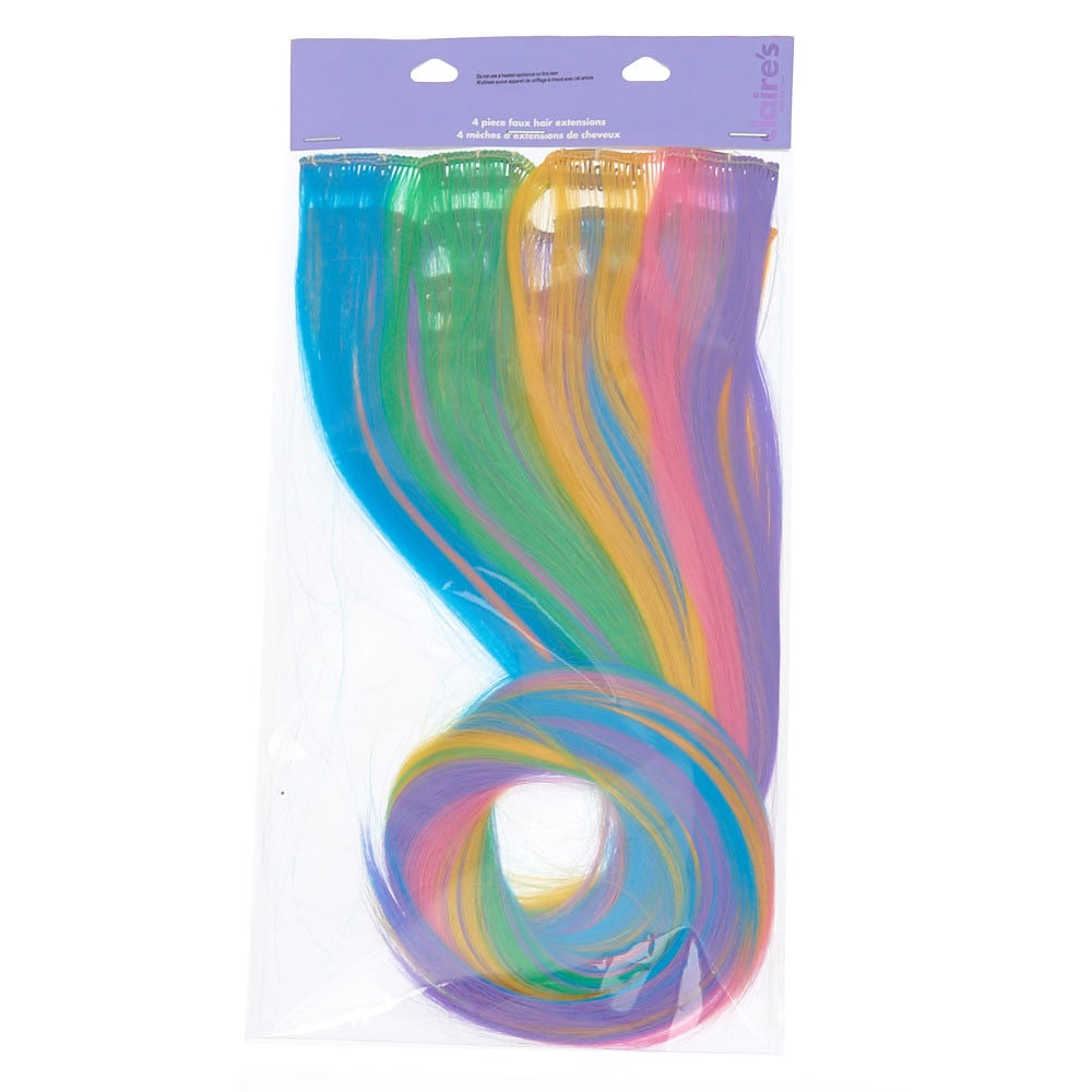 Rainbow Faux Hair Extensions - 4 Pack,