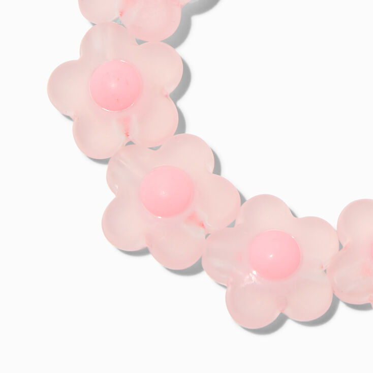 Claire&#39;s Club Pink Frosted Flower Stretch Bracelet,