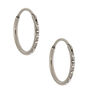 C LUXE by Claire&#39;s Silver-tone Titanium 10mm Sleek Crystal Hoop Earrings,