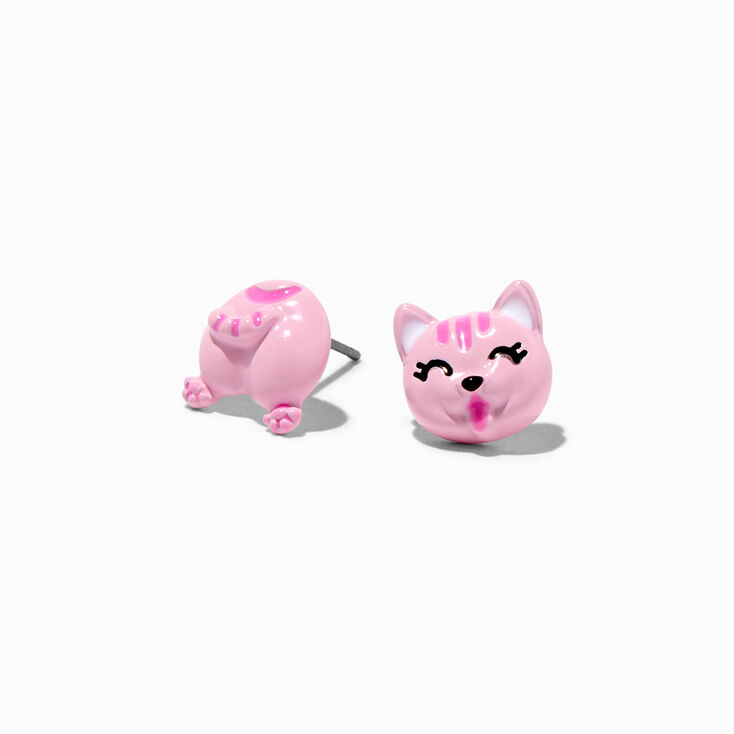 Pink Corgi Dog Front &amp; Back Earrings,