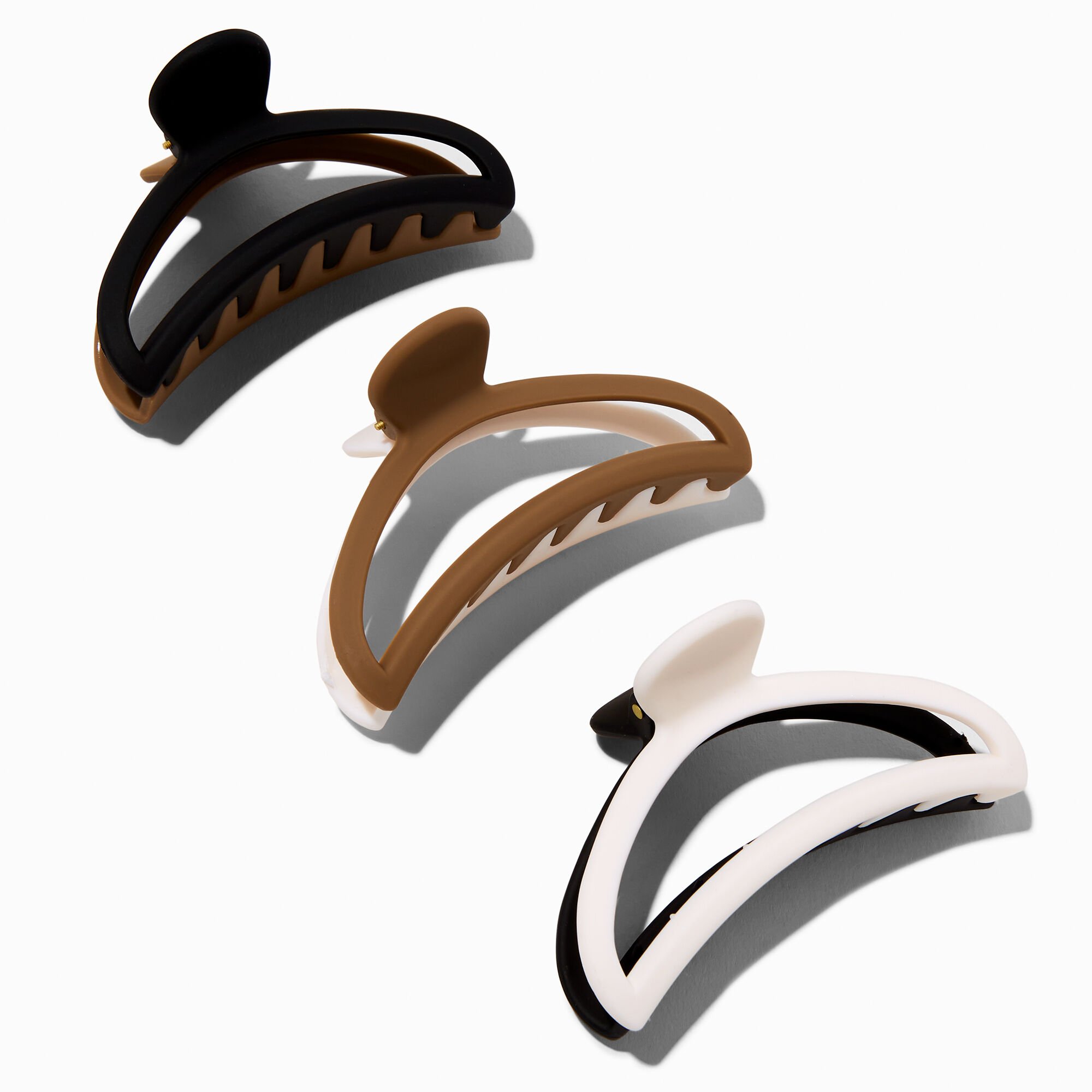 Curved Neutral Two-Tone Hair Claws - 3 Pack,