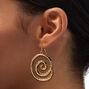 Gold-tone Textured Swirl 2&quot; Drop Earrings ,