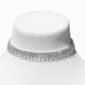 Silver-tone Rhinestone Choker Necklaces - 3 Pack,