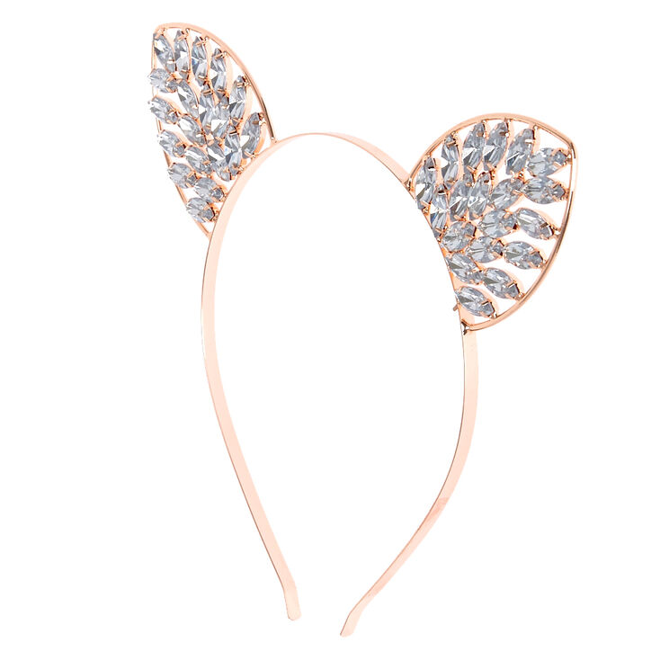 Rose Gold Bling Cat Ears Headband Claire S Us