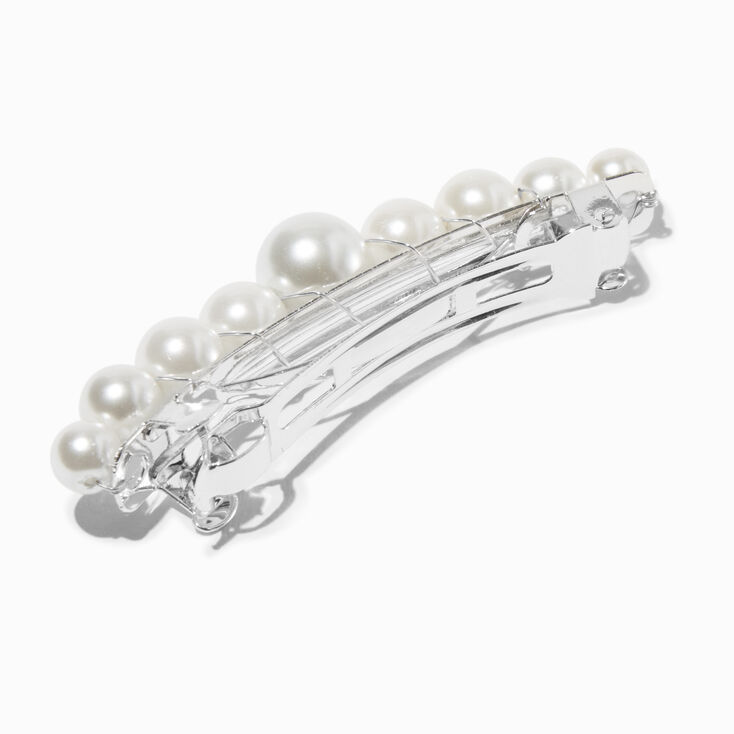 Barrette perle d&#39;imitation blanche,
