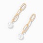 Pearl &amp; Gold-tone Chain 2&quot; Drop Earrings,