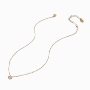 Gold-tone Cubic Zirconia Clover Pendant Necklace,
