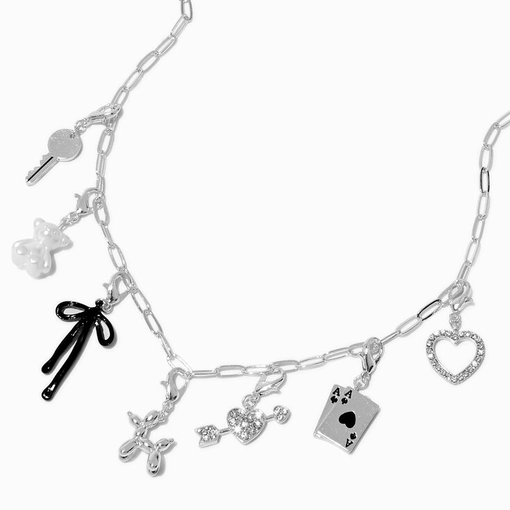 T H E M E x Claire&#39;s Silver-tone Paperclip Chain Bold Charm Necklace,