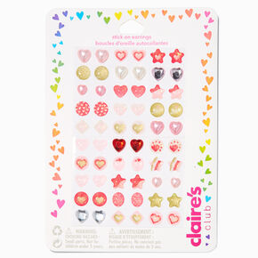 Claire&#39;s Club Red Hearts Stick-On Earrings - 60 Pack,