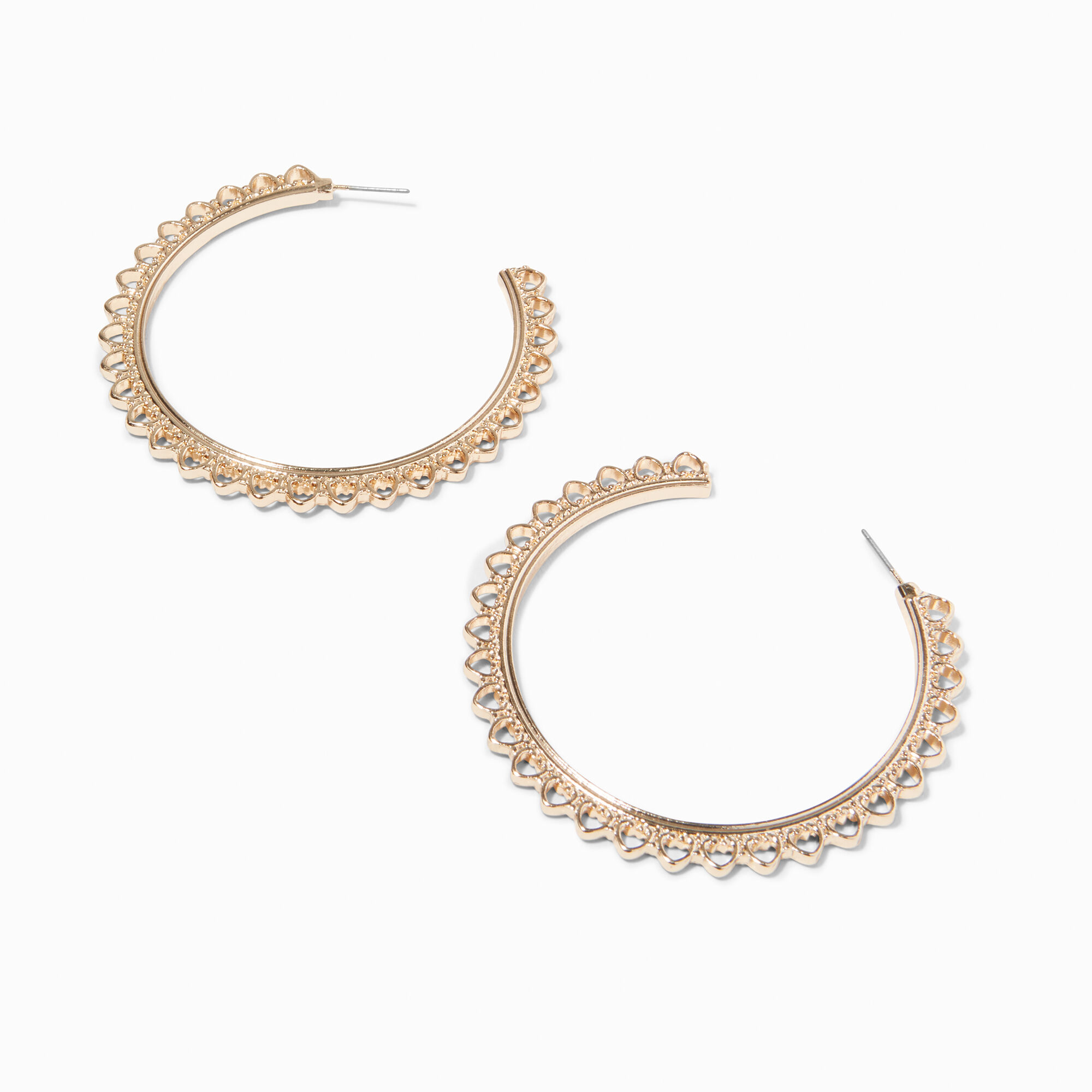 View Claires Tone 60MM Sunburst Hoop Earrings Gold information