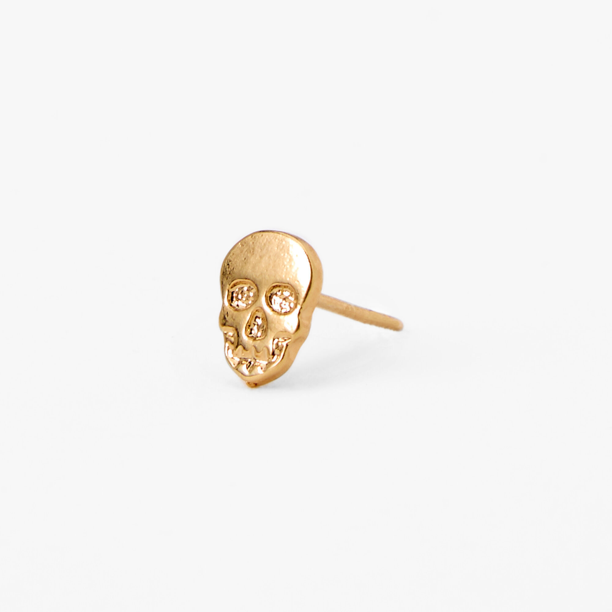 18k Gold Plated One Skull Stud Earring,