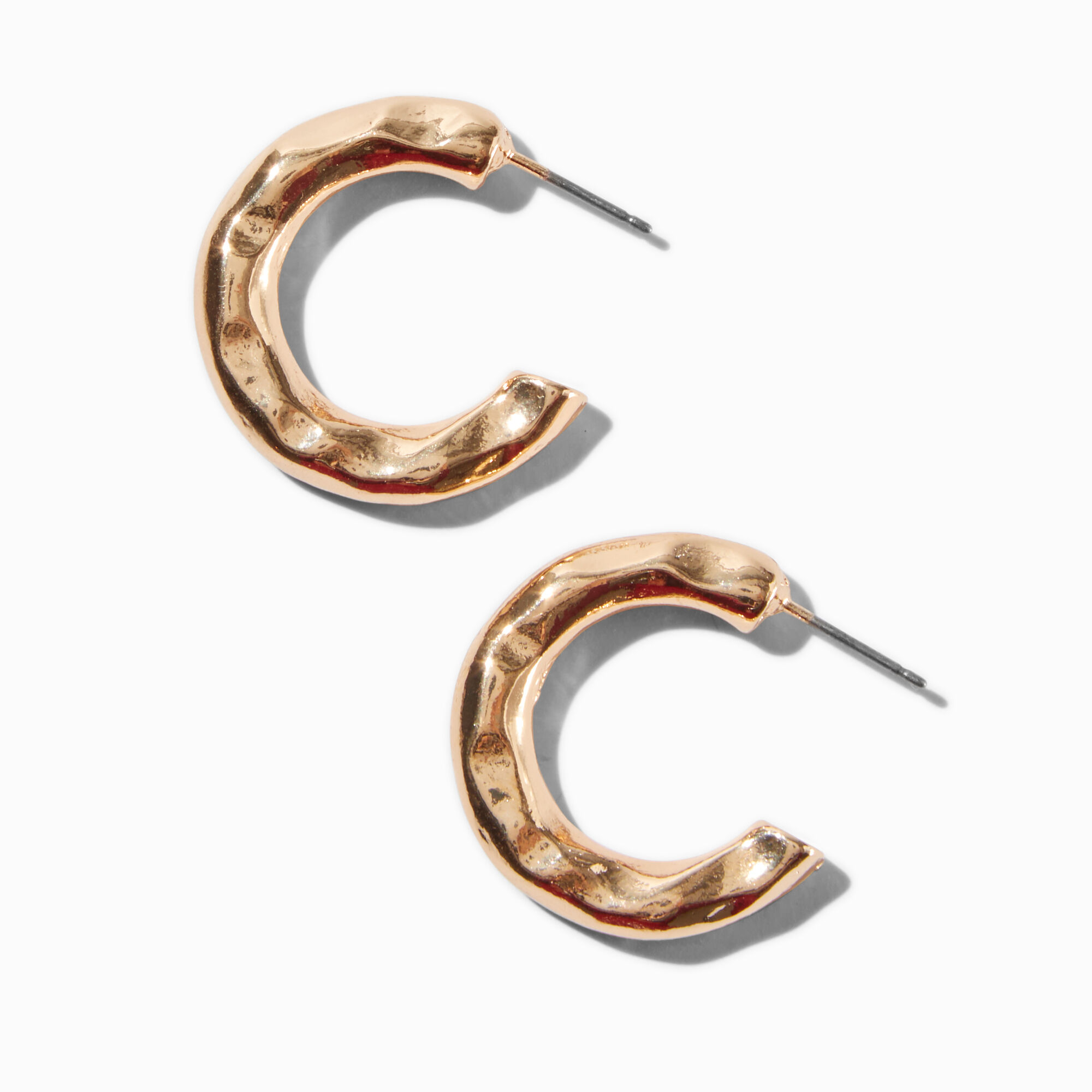 View Claires Tone Textured Chunky 20MM Hoop Earrings Gold information